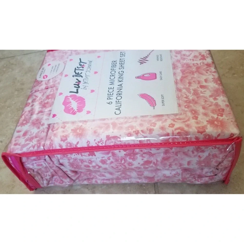 Luv Betsey by‎ Betsey Johnson Cal King Sheet Set 6pc Pink Lush Floral NEW